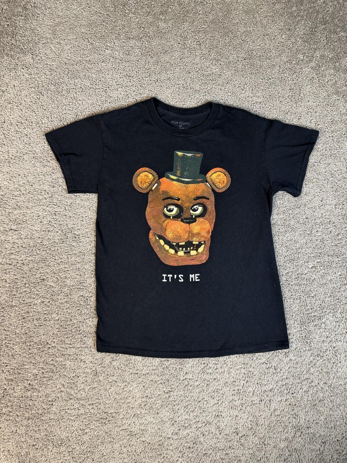 Five Nights At Freddy's Shirt Mens S Black Freddy Fazbear Graphic Crew Neck